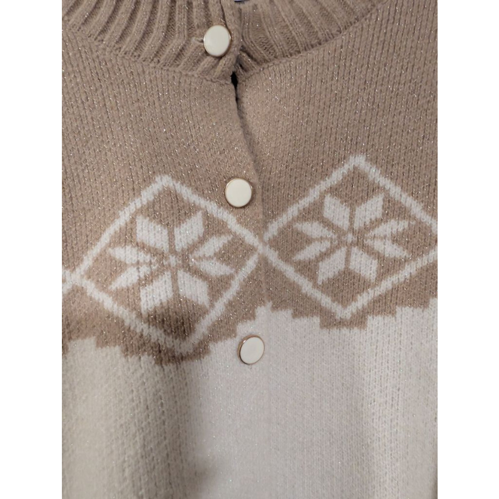Women's Cupcakes and Cashmere Beige & White Snowflake Cardigan‎ M - Picture 3 of 6